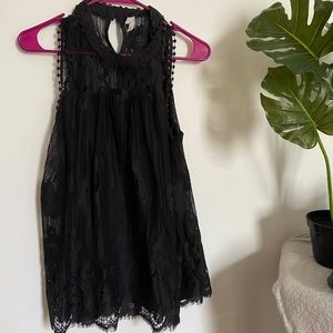 Black Lace Sleeveless Top